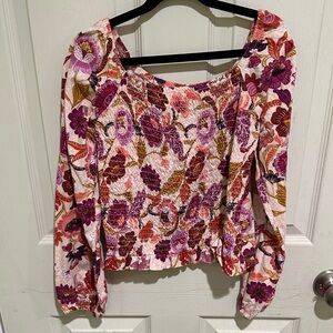 Old Navy Vibrant Floral Smocked Blouse